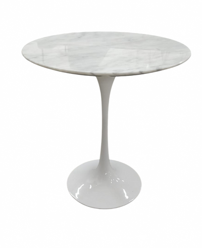Mesa Auxiliar Tablero Mármol Blanco Con Base De Metal
