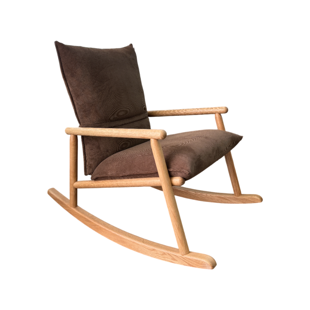 Mecedora Sillón Tapizada (Marrón) Estructura De Madera