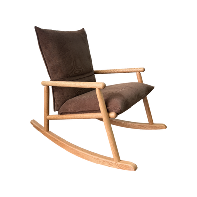 Mecedora Sillón Tapizada (Marrón) Estructura De Madera