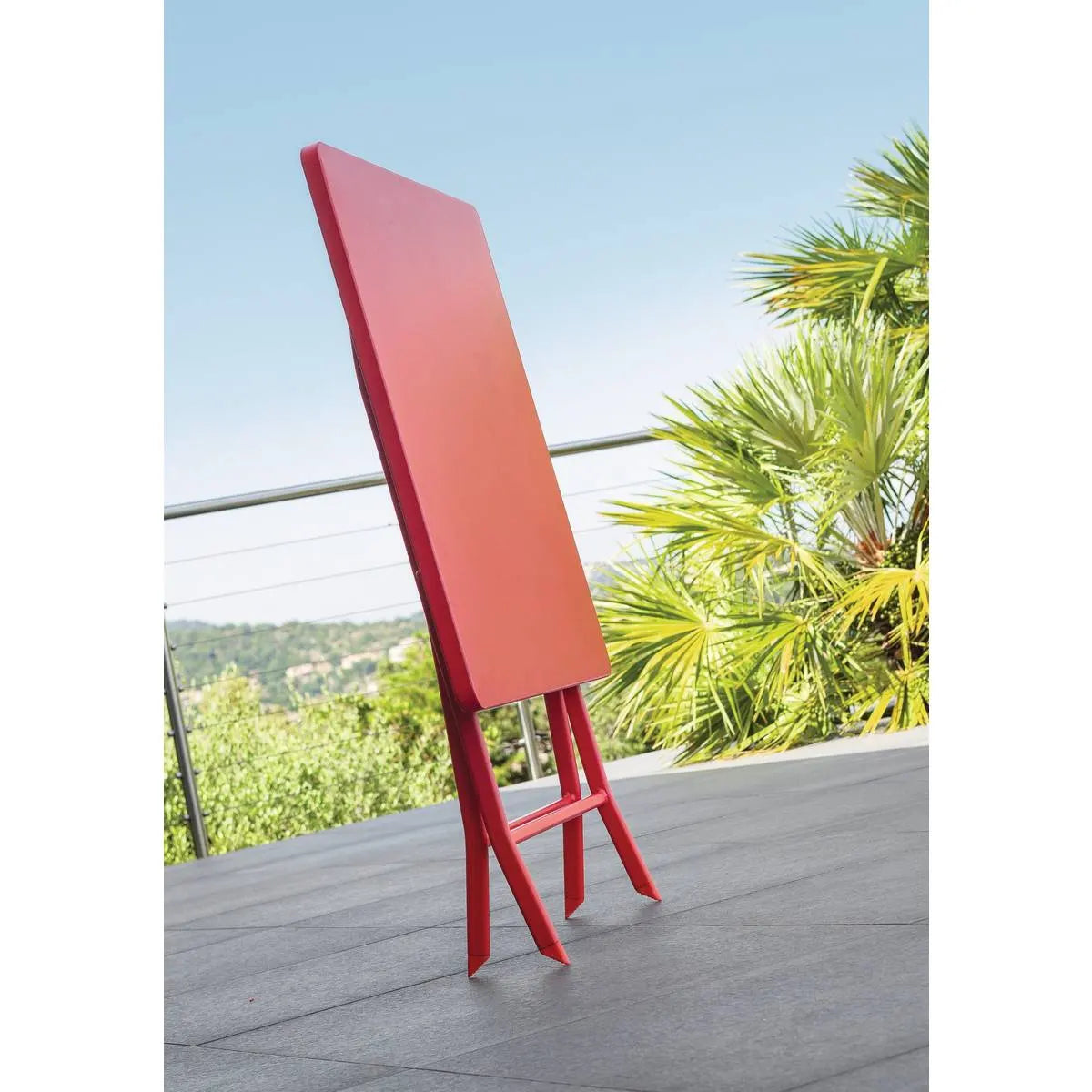 Mesa Plegable Cuadrada (Roja) De Metal