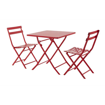 Mesa Plegable Cuadrada (Roja) De Metal