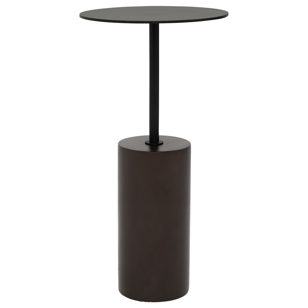 Mesa Auxiliar Decorativa Base Madera Top Redondo De Metal