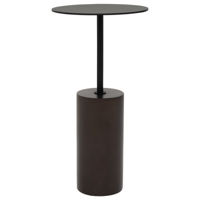 Mesa Auxiliar Decorativa Base Madera Top Redondo De Metal