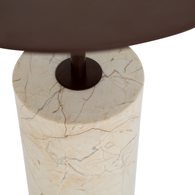 Mesa Auxiliar Decorativa Base Mármol Top Redondo De Metal