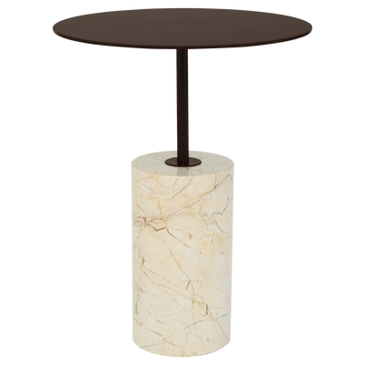 Mesa Auxiliar Decorativa Base Mármol Top Redondo De Metal