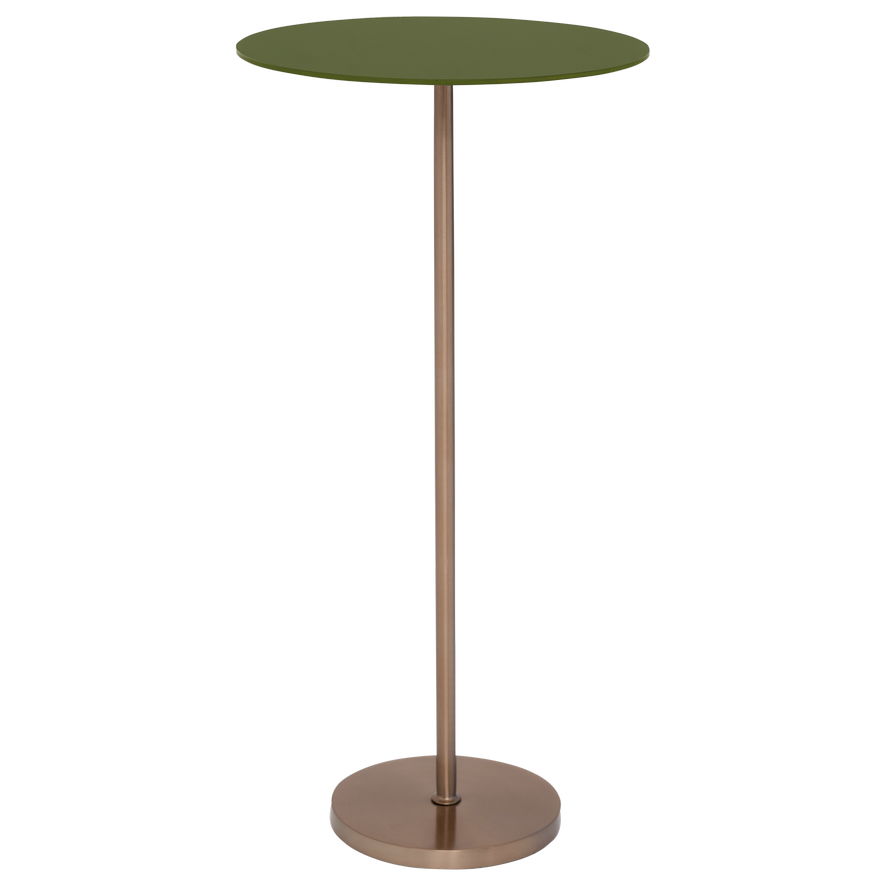 Mesa Auxiliar Top Redondo Vidrio Con Base De Metal
