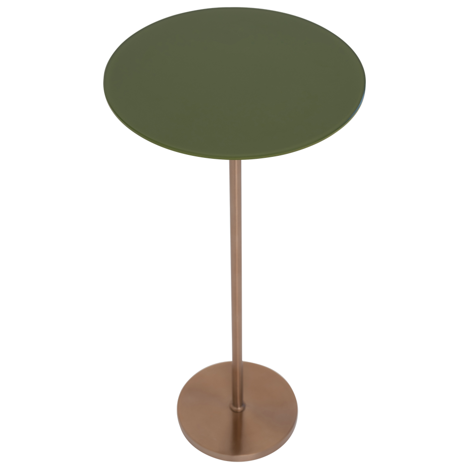 Mesa Auxiliar Top Redondo Vidrio Con Base De Metal