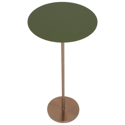 Mesa Auxiliar Top Redondo Vidrio Con Base De Metal