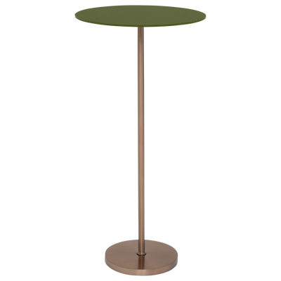 Mesa Auxiliar Top Redondo Vidrio Con Base De Metal