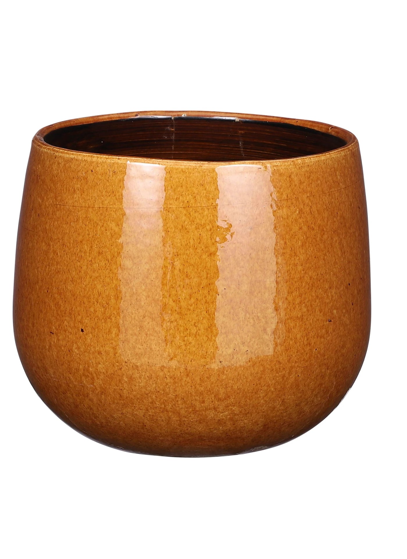 Maceta Redonda (Ocre) Mediana De Cerámica