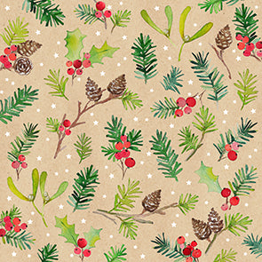 Set X 20 Servilletas (Hojas Navidad) De Papel