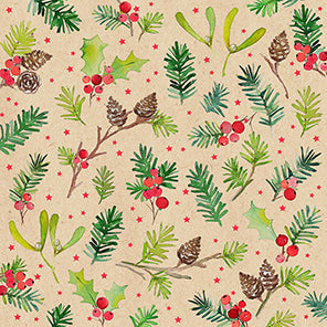 Set X 20 Servilletas Cocktail (Hojas Navidad) De Papel