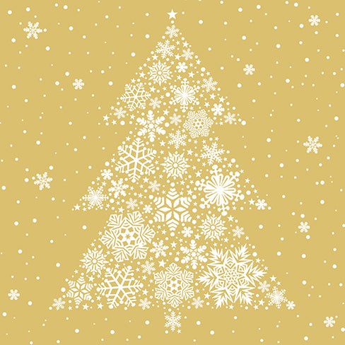 Set X 20 Servilletas (Árbol Navidad, Dorado) De Papel