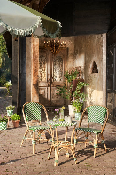 Silla De Terrazza (Verde/Blanco) De Rattán