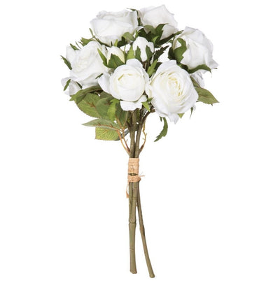 Arreglo Decorativo Por 14 Rosas Blancas De Plástico