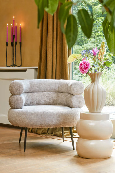 Mesa Auxiliar 40 Cm Decorativa (Crema) De Cerámica