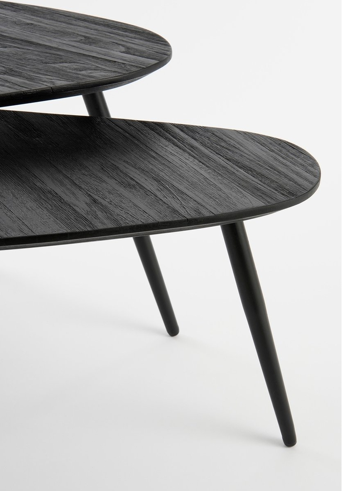 Set X 2 Mesas Centrales (Negras) De Madera