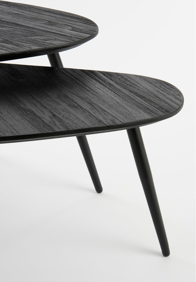 Set X 2 Mesas Centrales (Negras) De Madera