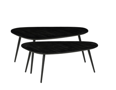 Set X 2 Mesas Centrales (Negras) De Madera