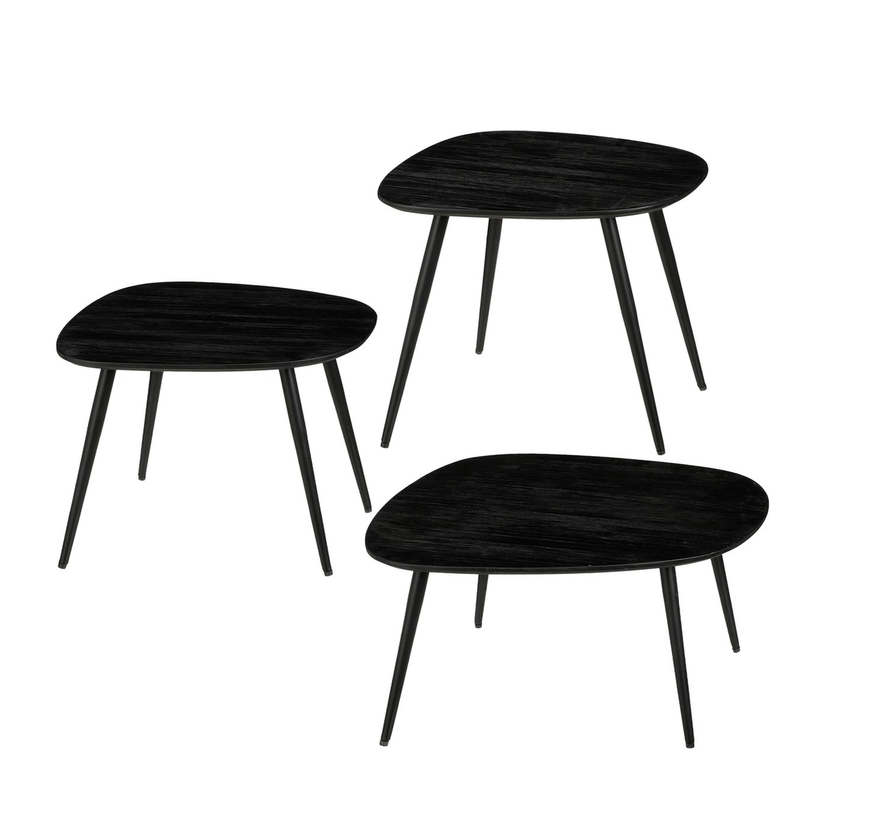 Set X 3 Mesas Centrales (Negras) De Madera