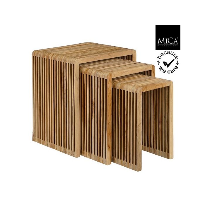 Set X 3 Mesas Nido Lateral (Color Natural) De Madera