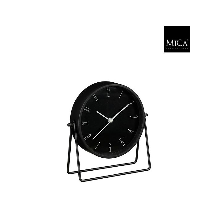 Reloj De Mesa Redondo (Negro) De Metal