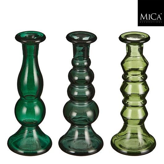 Portavelas (Verde) Tonos Variados De Vidrio