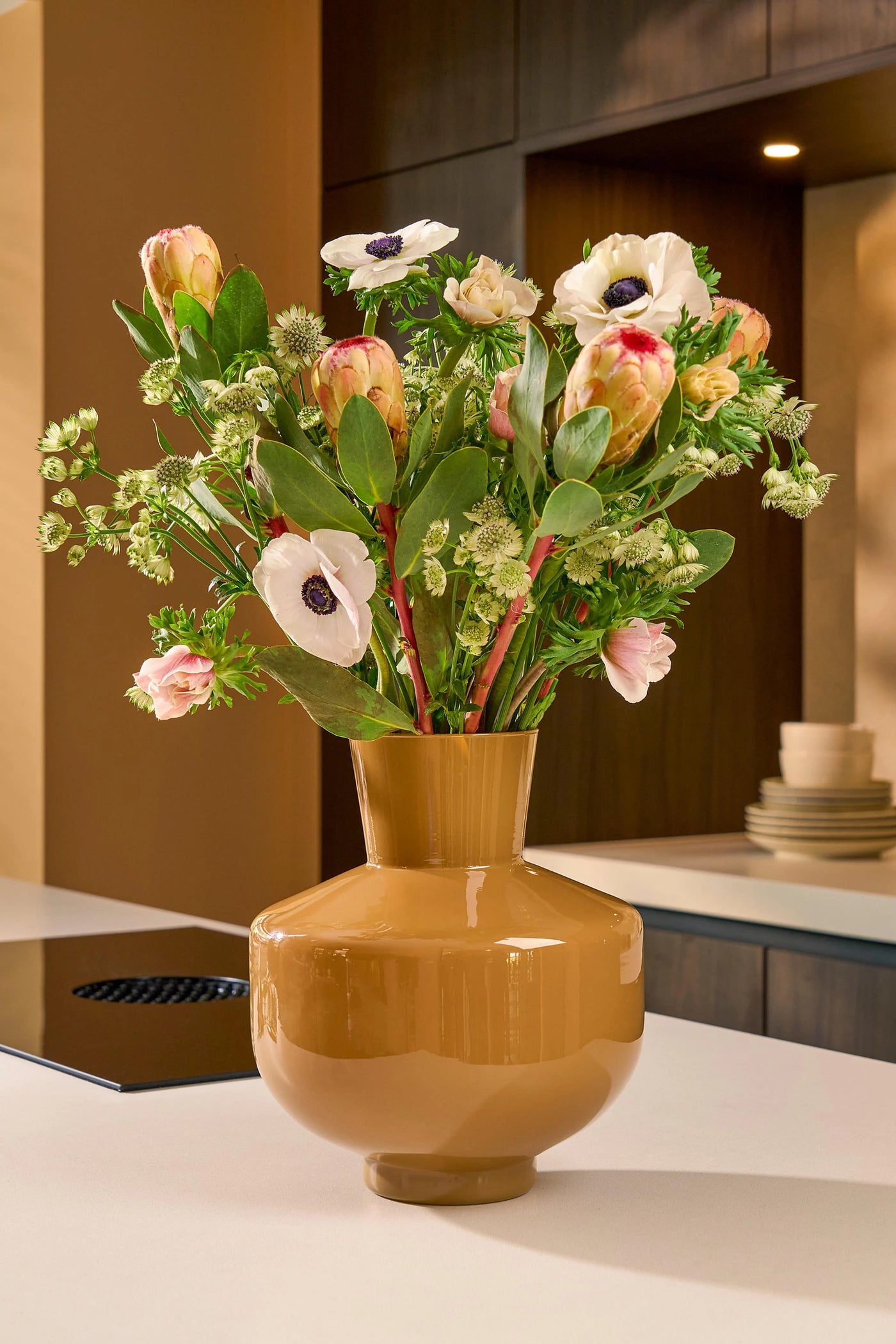 Florero Decorativo (Naranja) De Vidrio