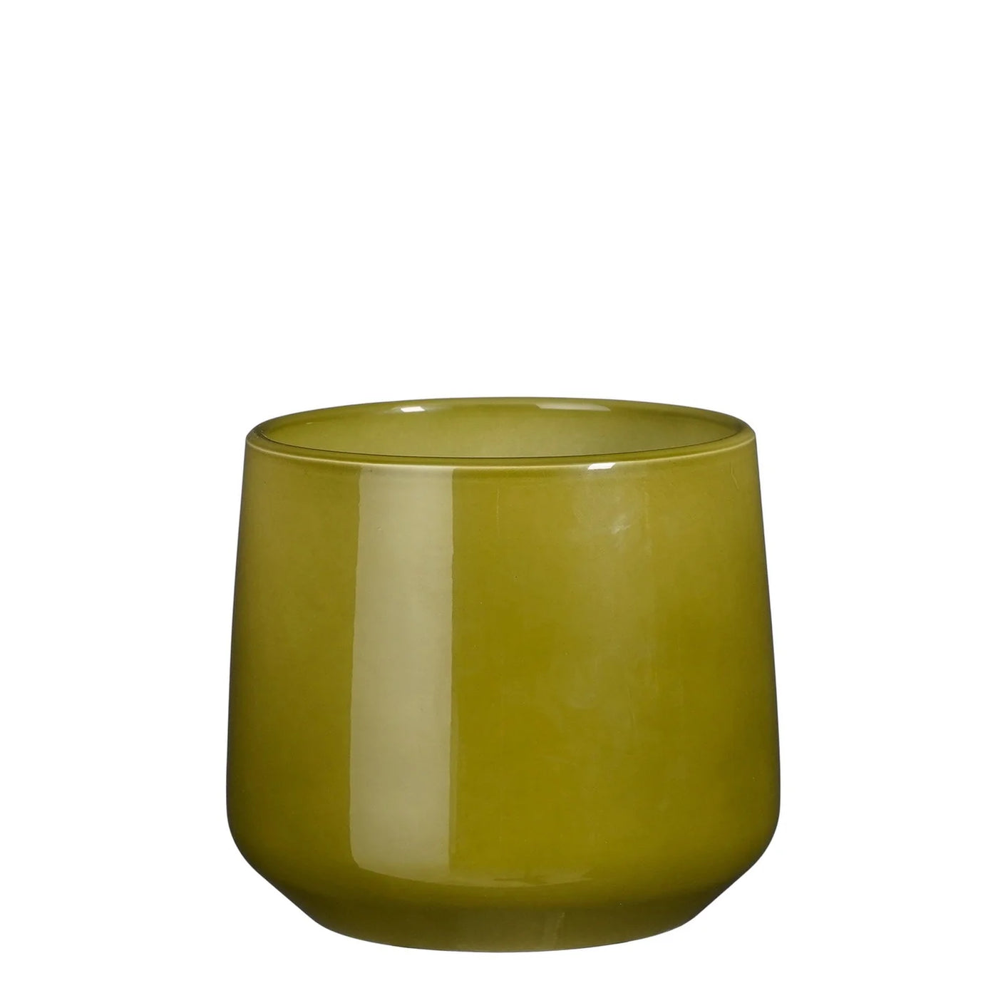 Maceta Redonda (Verde Oliva) Pequeña De Cerámica