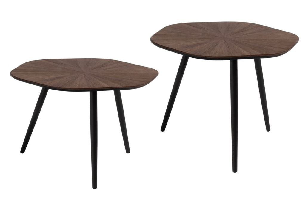 Set X 2 Mesas Centrales Top Hexágono (Marrón)  De Madera