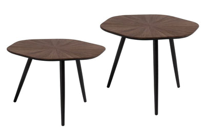 Set X 2 Mesas Centrales Top Hexágono (Marrón)  De Madera