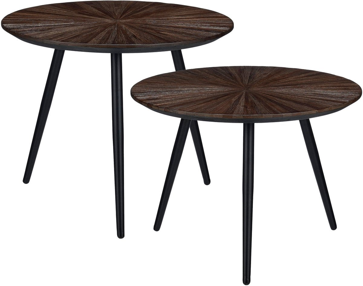 Set X 2 Mesas Centrales Top Redondo (Marrón)  De Madera