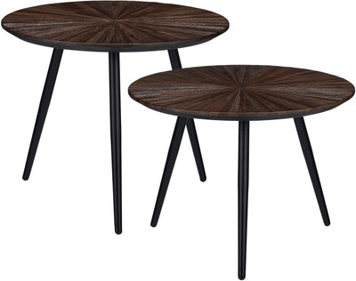 Set X 2 Mesas Centrales Top Redondo (Marrón)  De Madera