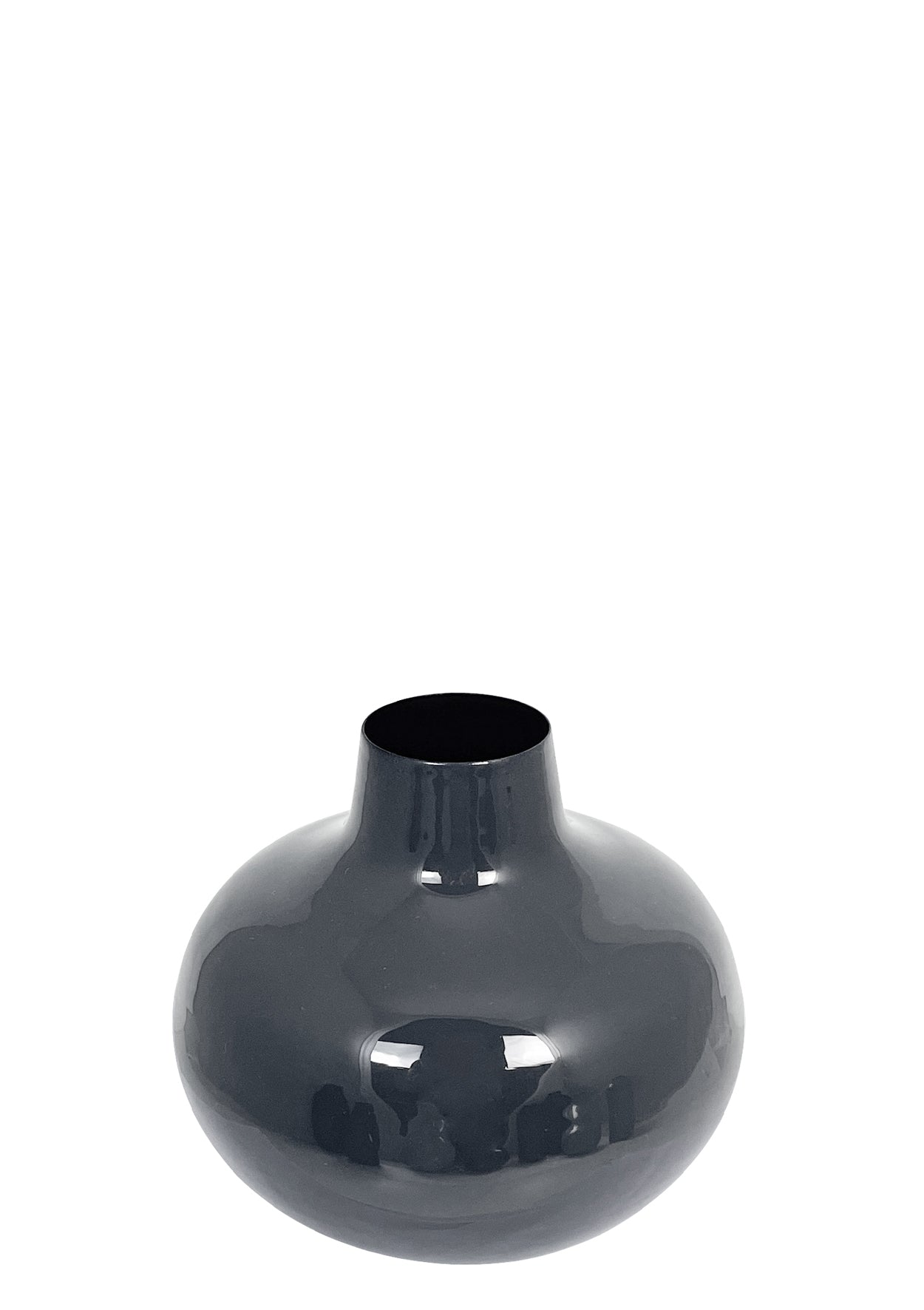 Florero Bajo (Gris) Decorativo Oval De Metal