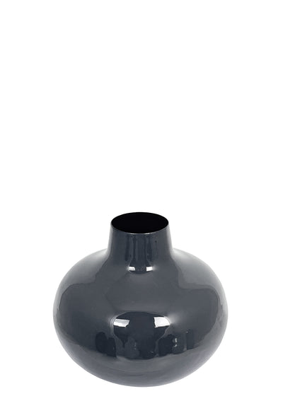 Florero Bajo (Gris) Decorativo Oval De Metal