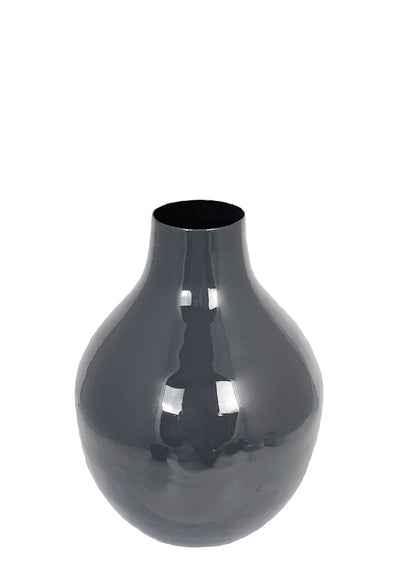 Florero Alto (Gris) Decorativo Oval De Metal