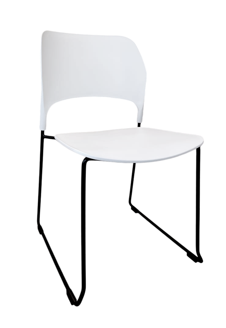 Silla De Pvc (Blanco Hueso) Con Estructura De Metal