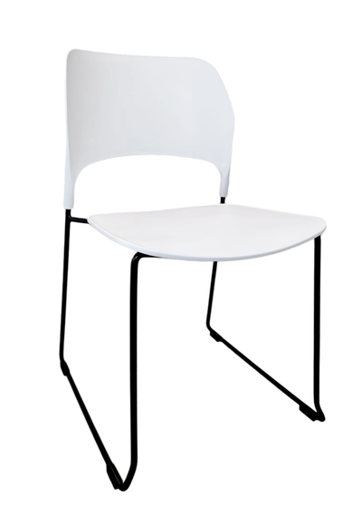 Silla De Pvc (Blanco Hueso) Con Estructura De Metal