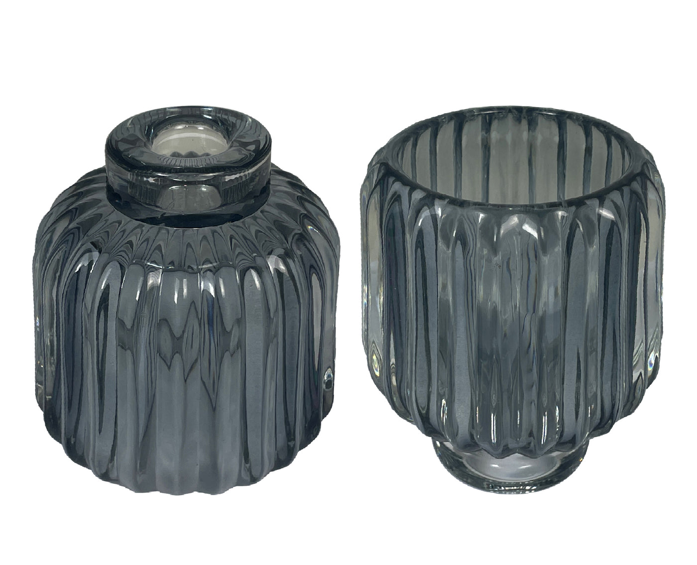 Portavela (Gris) Estriada De Vidrio