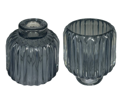 Portavela (Gris) Estriada De Vidrio