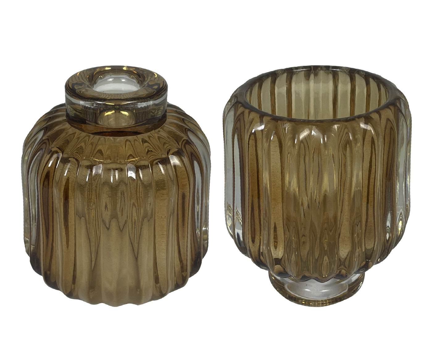 Portavela (Marrón) Estriada De Vidrio