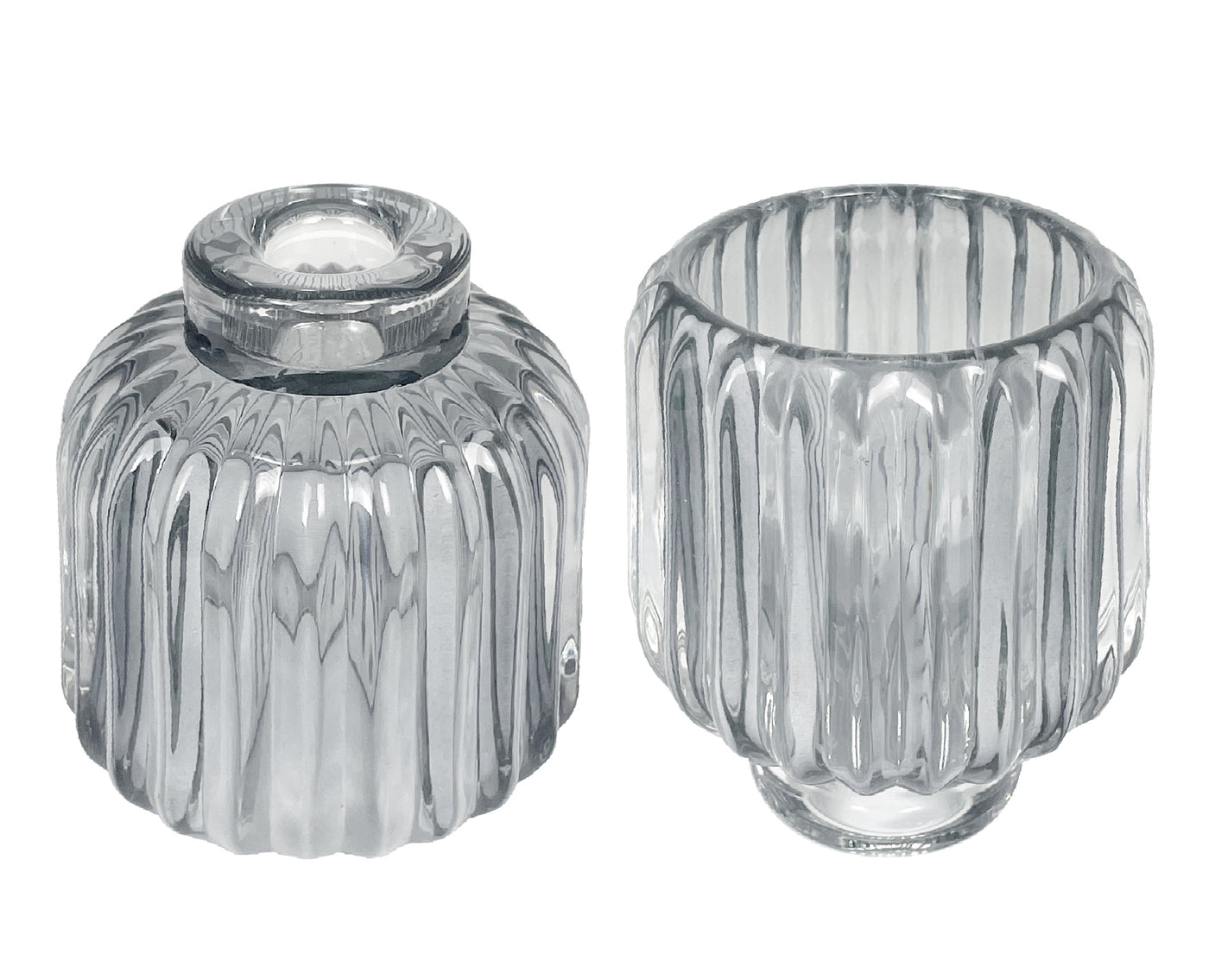 Portavela (Transparente) Estriada De Vidrio