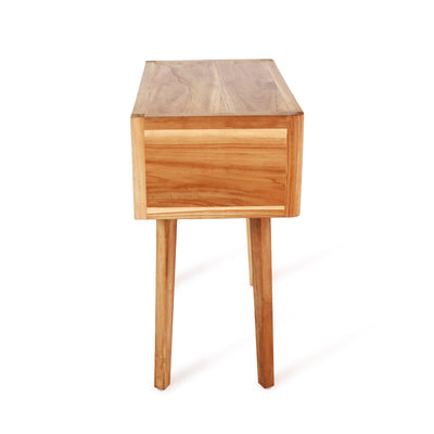 Mesa De Noche Con Cajón Color Natural Patas De Madera