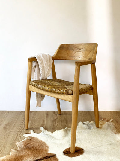 Silla De Comedor (Natural) Asiento Trenzado Estructura De Madera