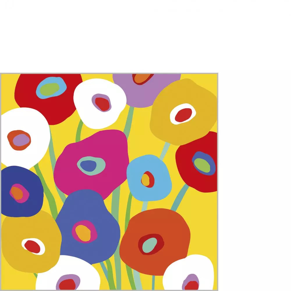 Set X 20 Servilletas (Flores Colores) Cocktail De Papel