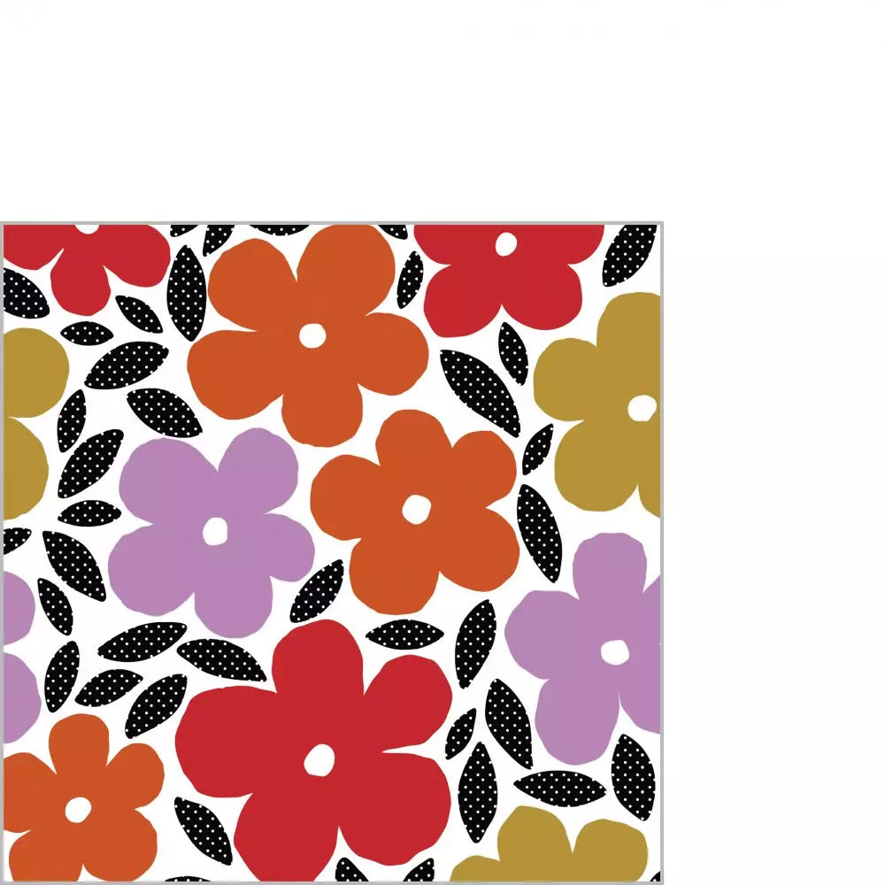 Set X 20 Servilletas (Flores Colores) Cocktail De Papel