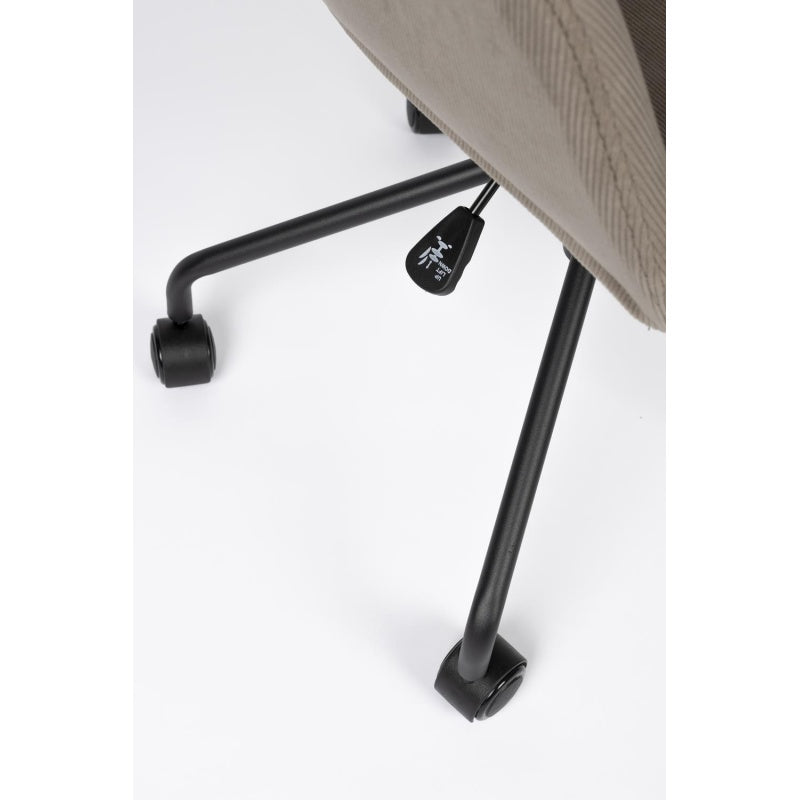 Silla De Oficina Corduroy Beige Con Ruedas Estructura De Metal