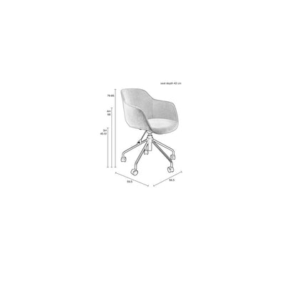 Silla De Oficina Corduroy Beige Con Ruedas Estructura De Metal