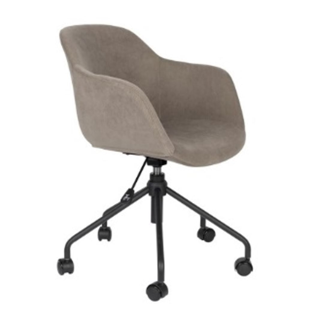 Silla De Oficina Corduroy Beige Con Ruedas Estructura De Metal