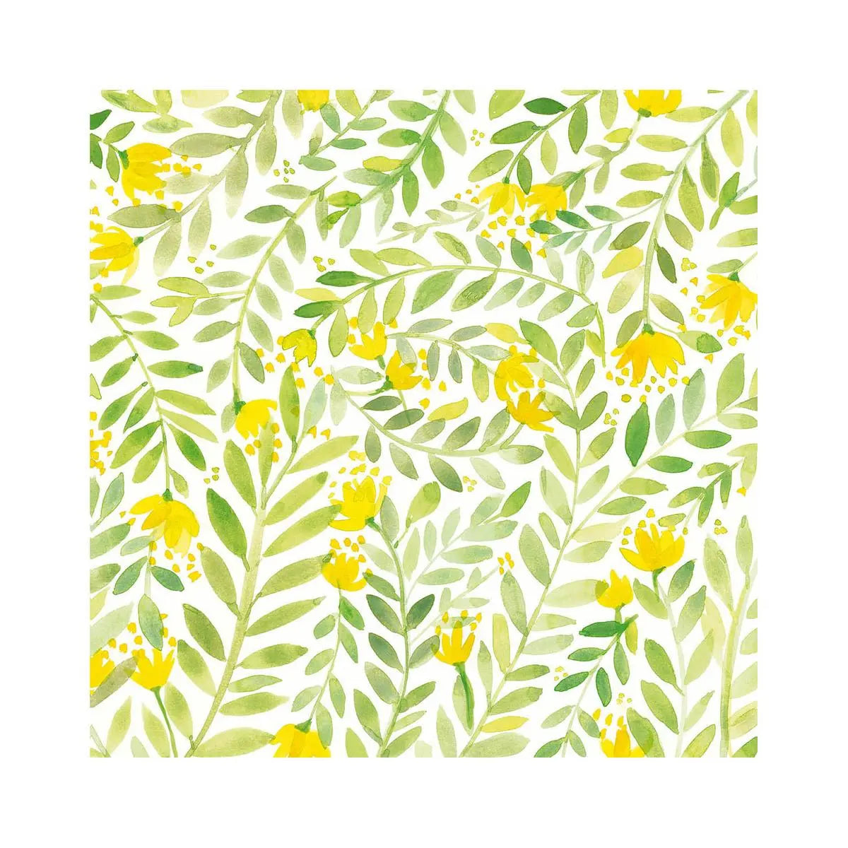 Set X 20 Servilletas (Hojas Verdes + Rosa Amarilla) De Papel